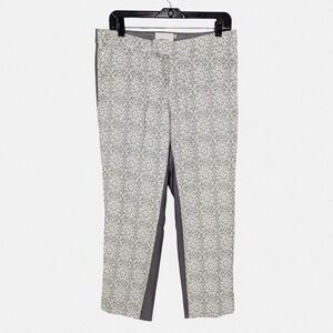 Anthropologie Elevenses Pants 8 Spliced Jacquard Lace Overlay Slim‎ Gray Artsy